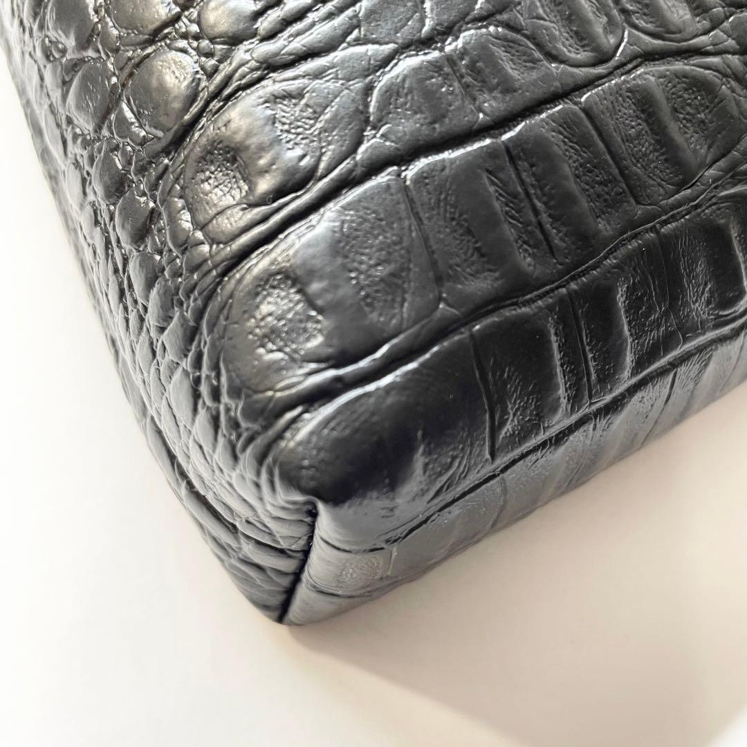 信玄袋(マチ有り、小) クロコダイル型押しフェイクレザー、ハギ無し1枚