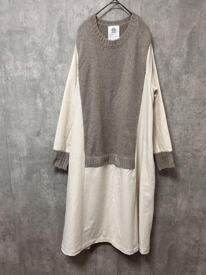 STOF 　Mohair Knit Mix Onepiece white