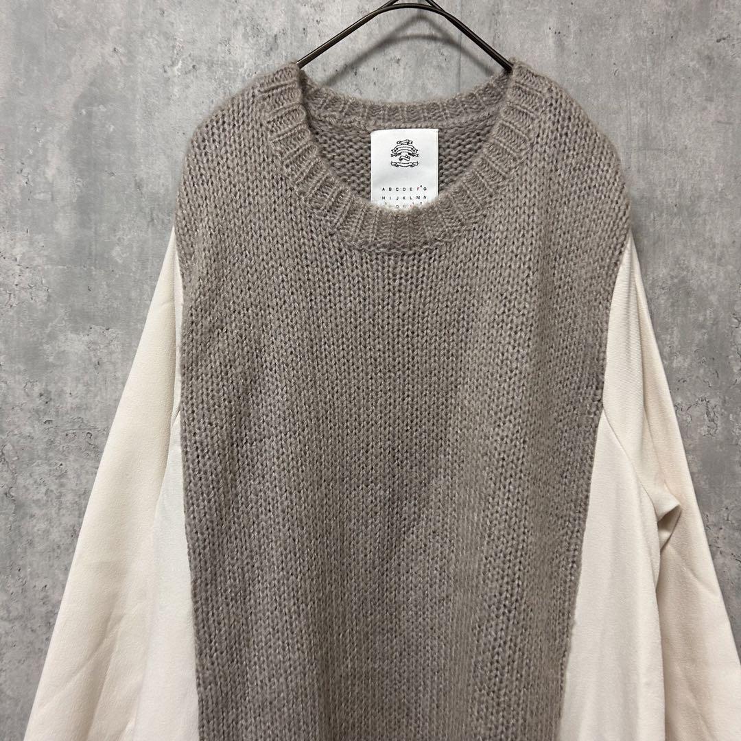 STOF 　Mohair Knit Mix Onepiece white