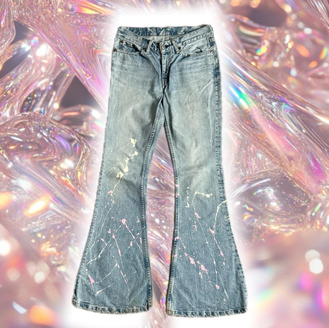 平成00s Levi's W317デニムフレアパンツペイントバギーパンツ