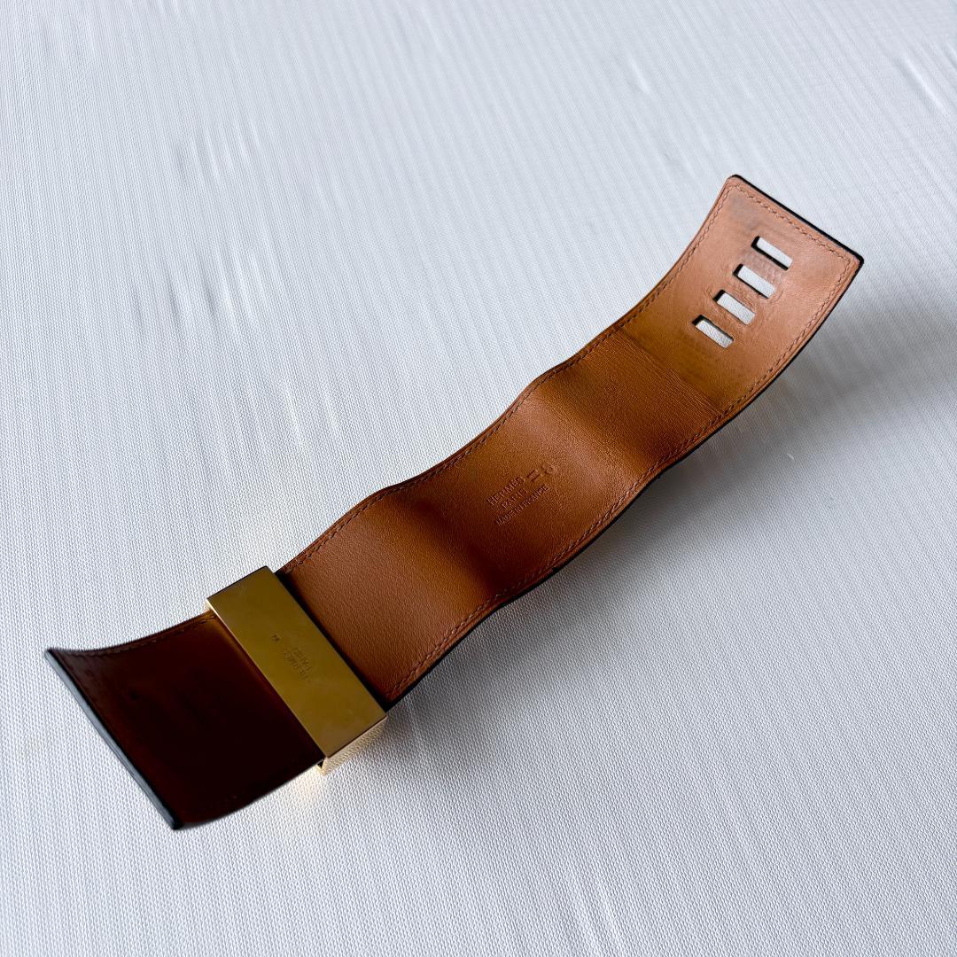 美品『エルメス』コリエドシアン リザード 蜥蜴革 ブレスレット バングル 黒
