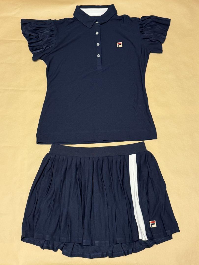 【新品未使用】FILA テニスウェア 上下セット ネイビー ポケット付き