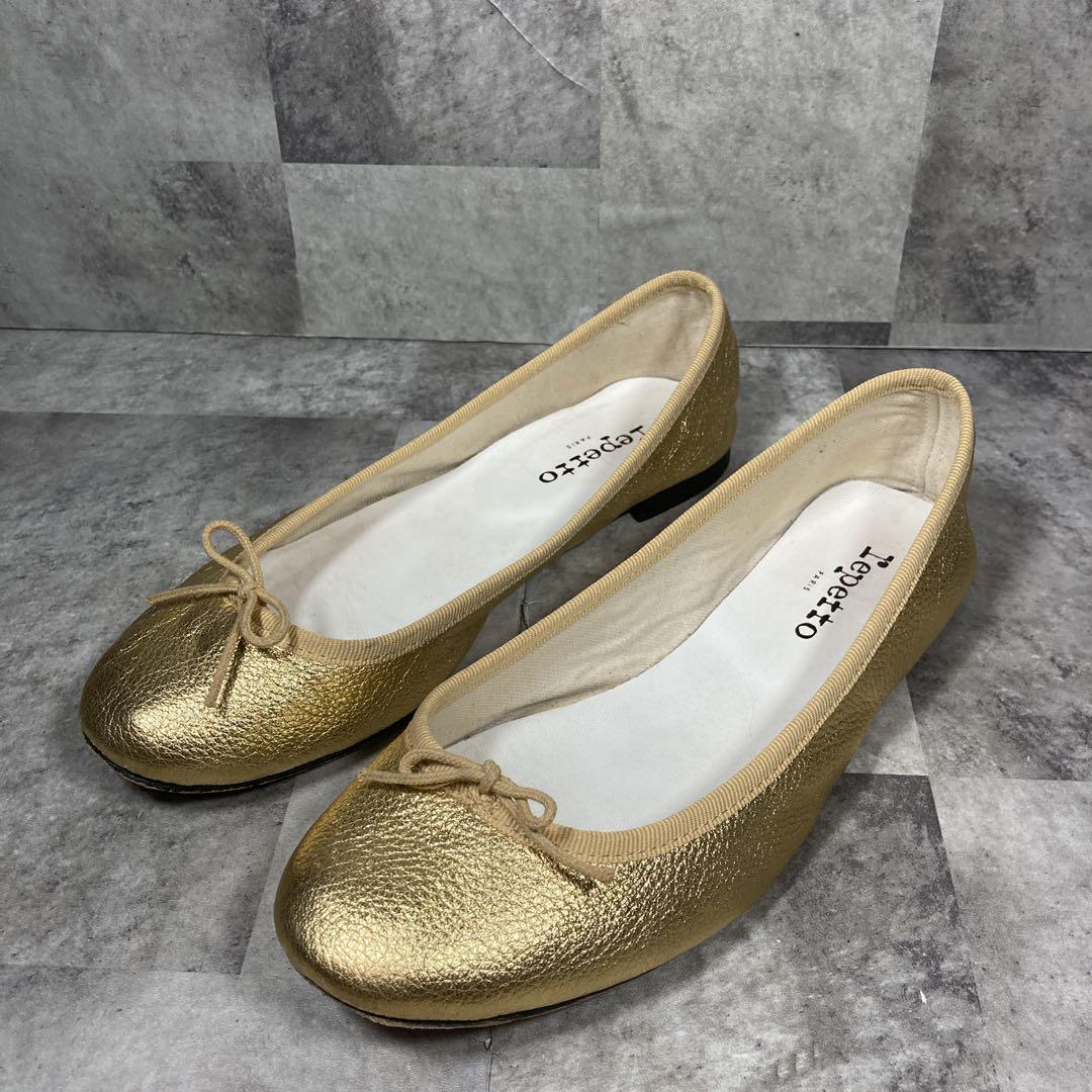 【美品・良品】✨repetto バレエシューズ　フラットパンプス　ゴールド38