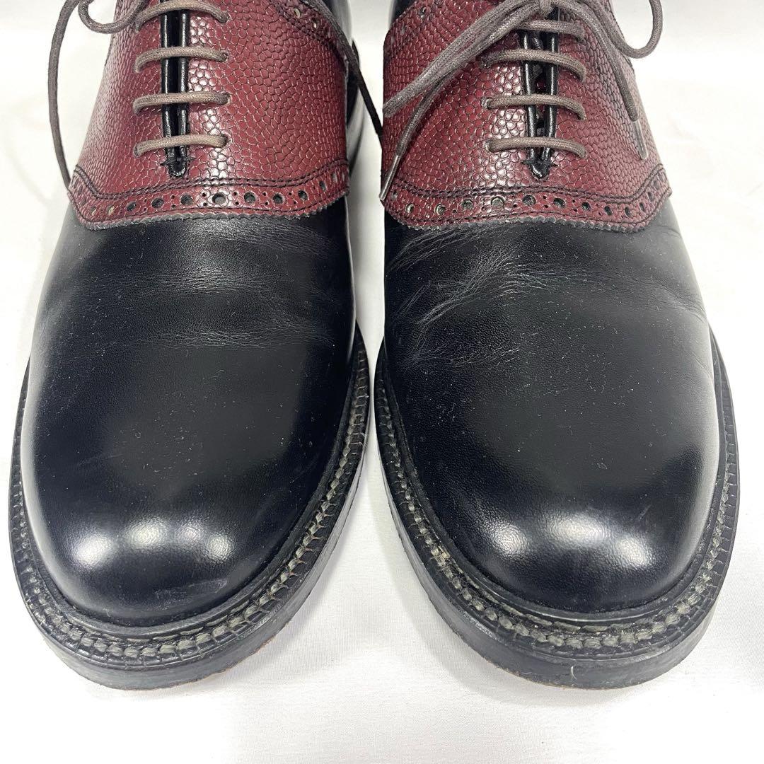 高級品市場 ☆山根靴店 黒×ワイン 27cm サドルシューズ エヴィス YAMANE 靴