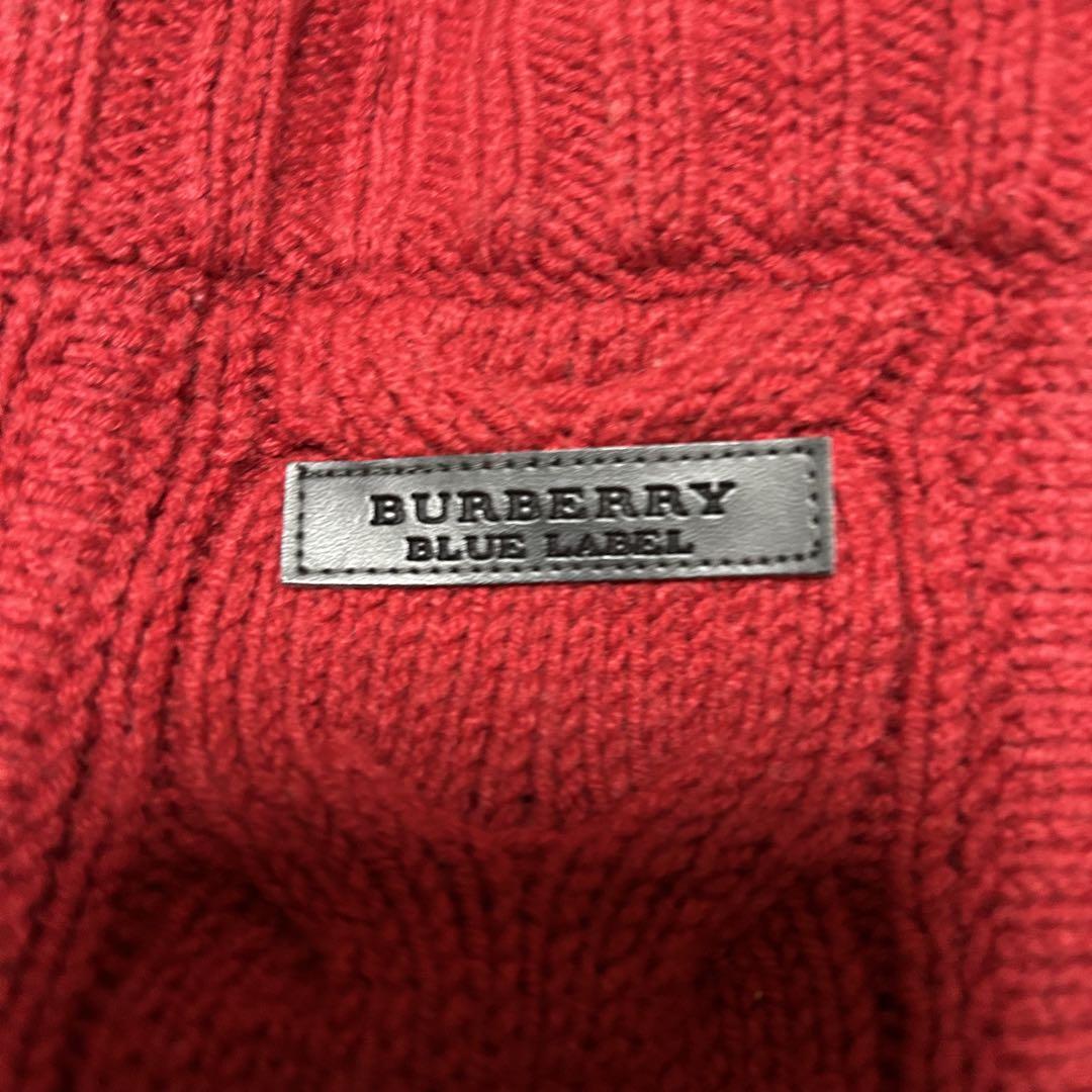BURBERRY BLUE LABEL赤 ニット フード付きダッフルコート BURBERRY BLUE LABEL赤 ニット フード付きダッフルコート