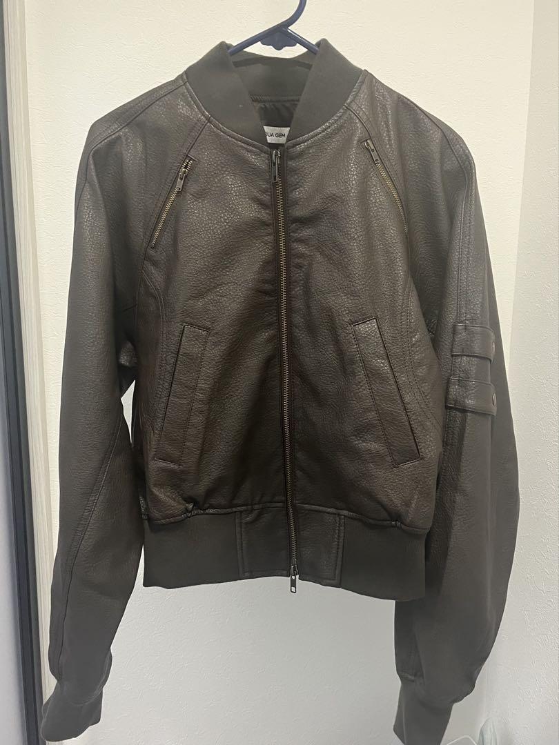 laguagem CROPPED FAUX LEATHER ブルゾン