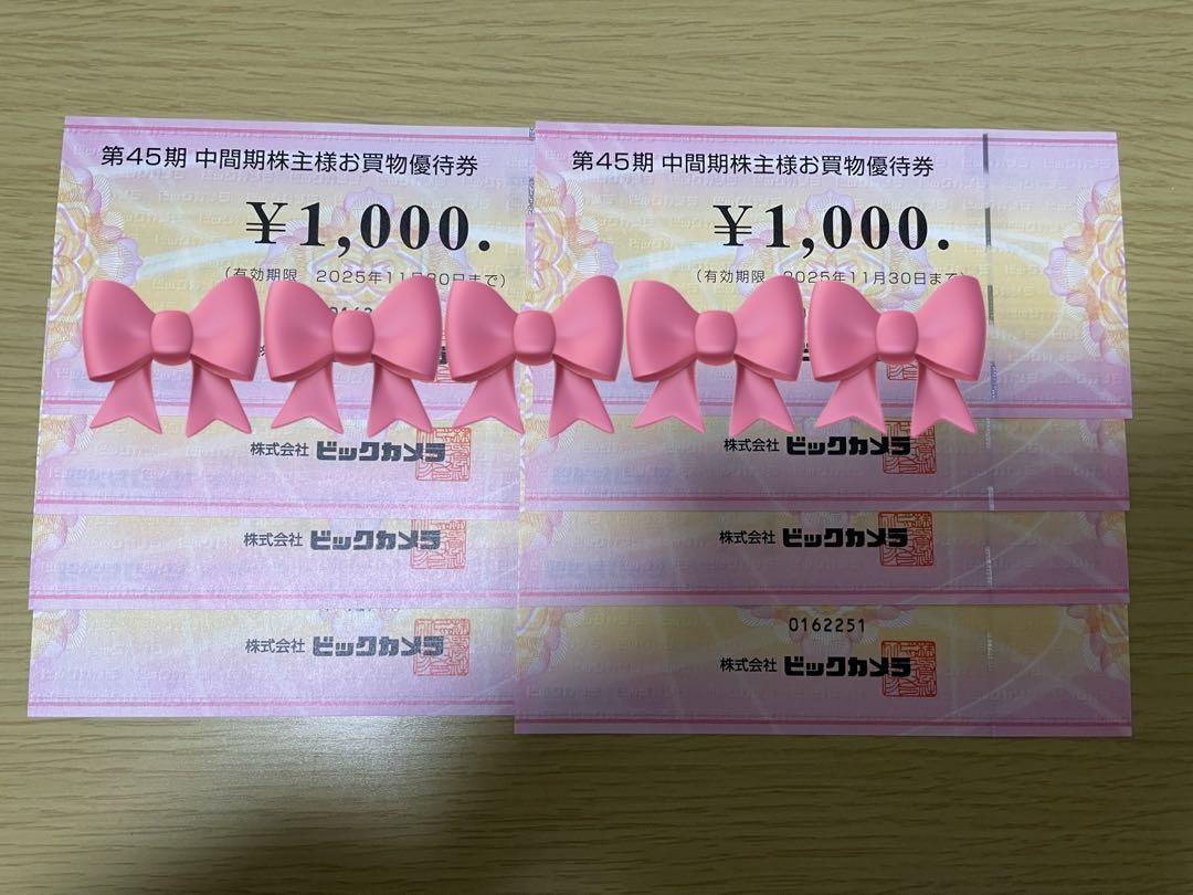 ビックカメラ　株主様お買物優待券　8,000円分 有効期限2025年11月30日