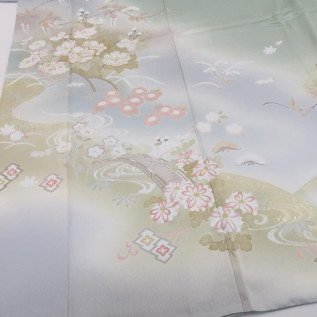 A-214◇正絹 袷『オーキッドグレイ×花』金駒刺繡 トールサイズ 訪問着 着物