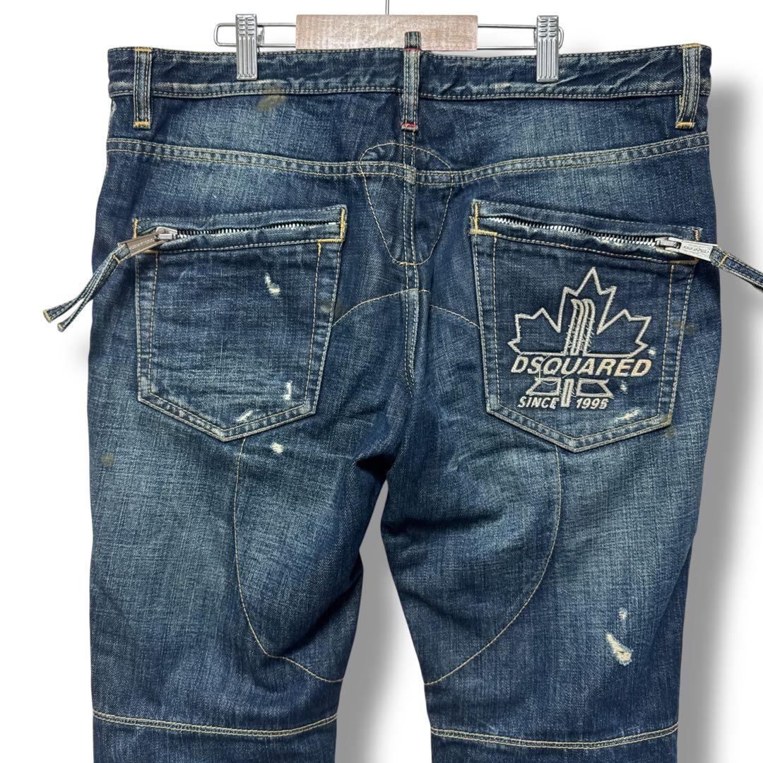 ヴィンテージ　ディースクエアード　ライダースデニムパンツ　刺繍ロゴ　LAMPO