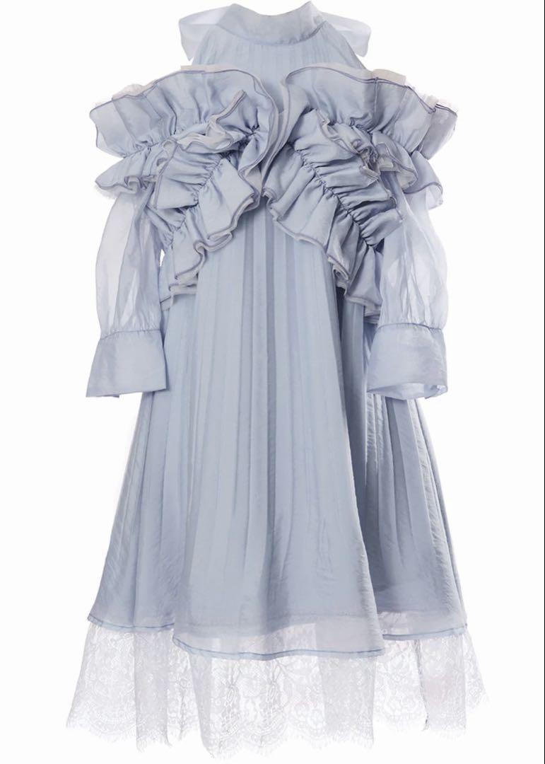 Frill bolero pleats dress