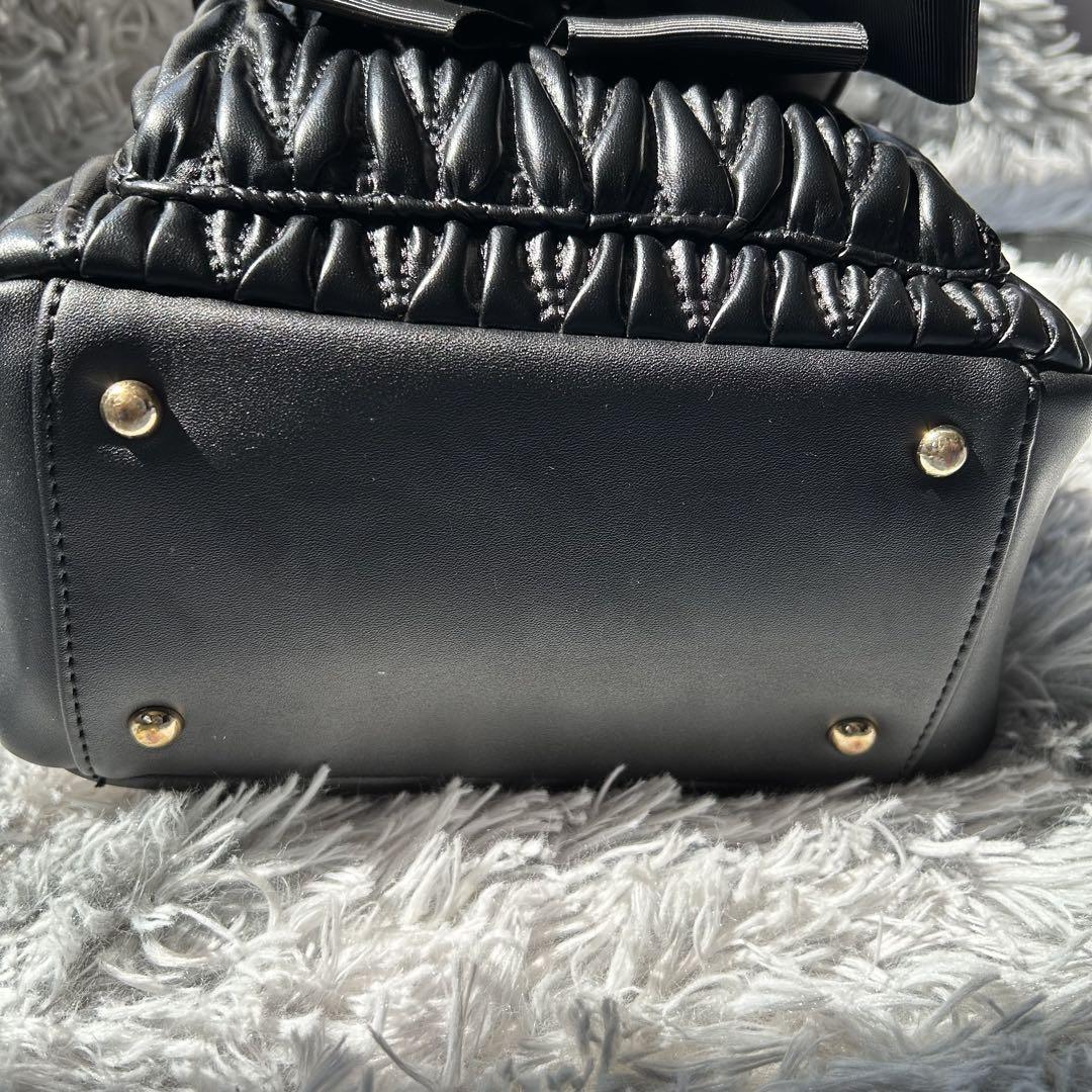 【美品】LIZLISA メニービジューロングリボンリュック　量産型　黒　リズリサ