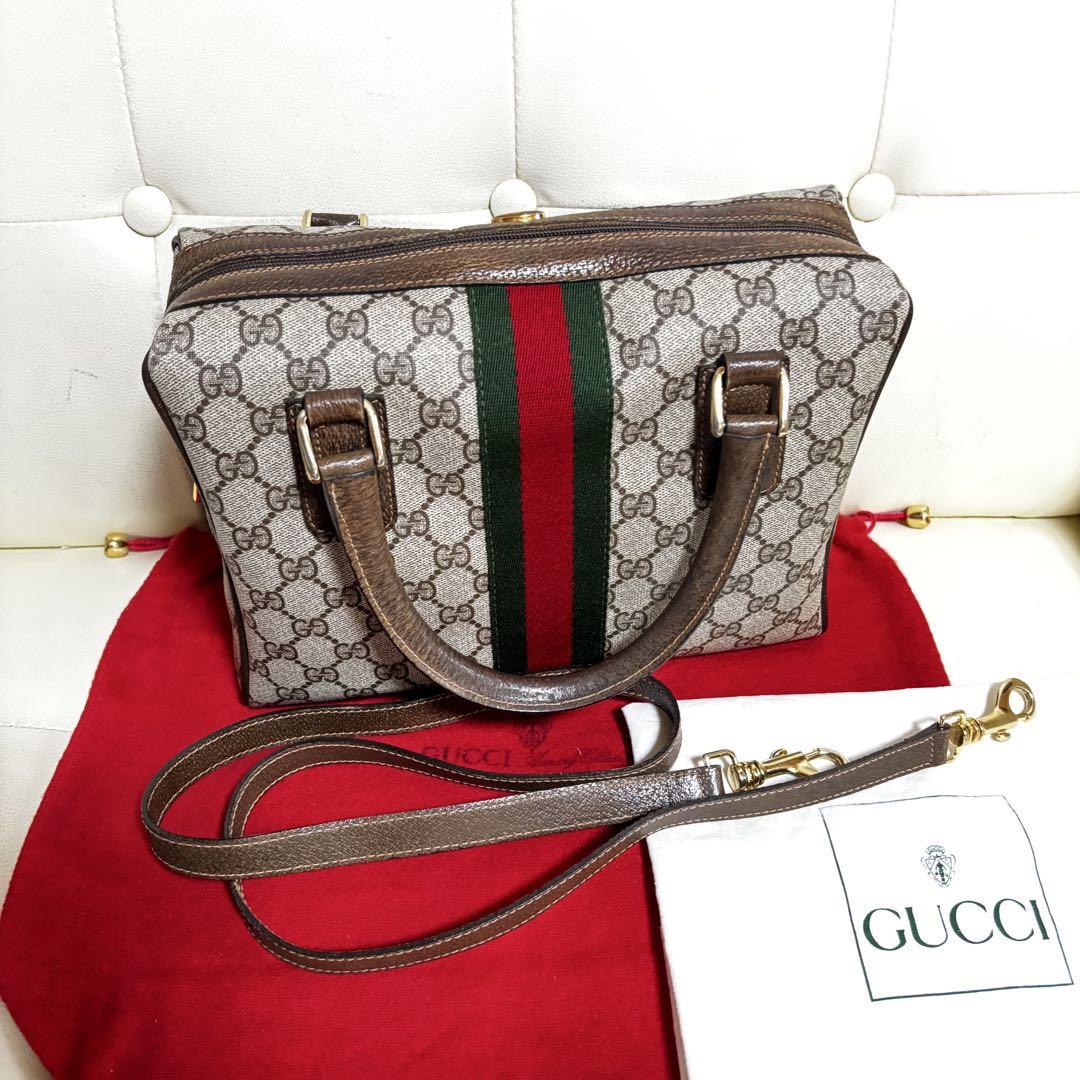 極　美品　GUCCI オールド　グッチ　シェリーライン　2way バッグ　綺麗