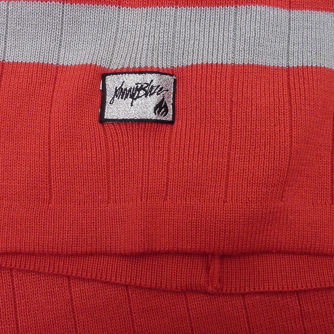 ジョニーブレイズ ブランドネームパッチ 半袖 サマーセーター レッド XL