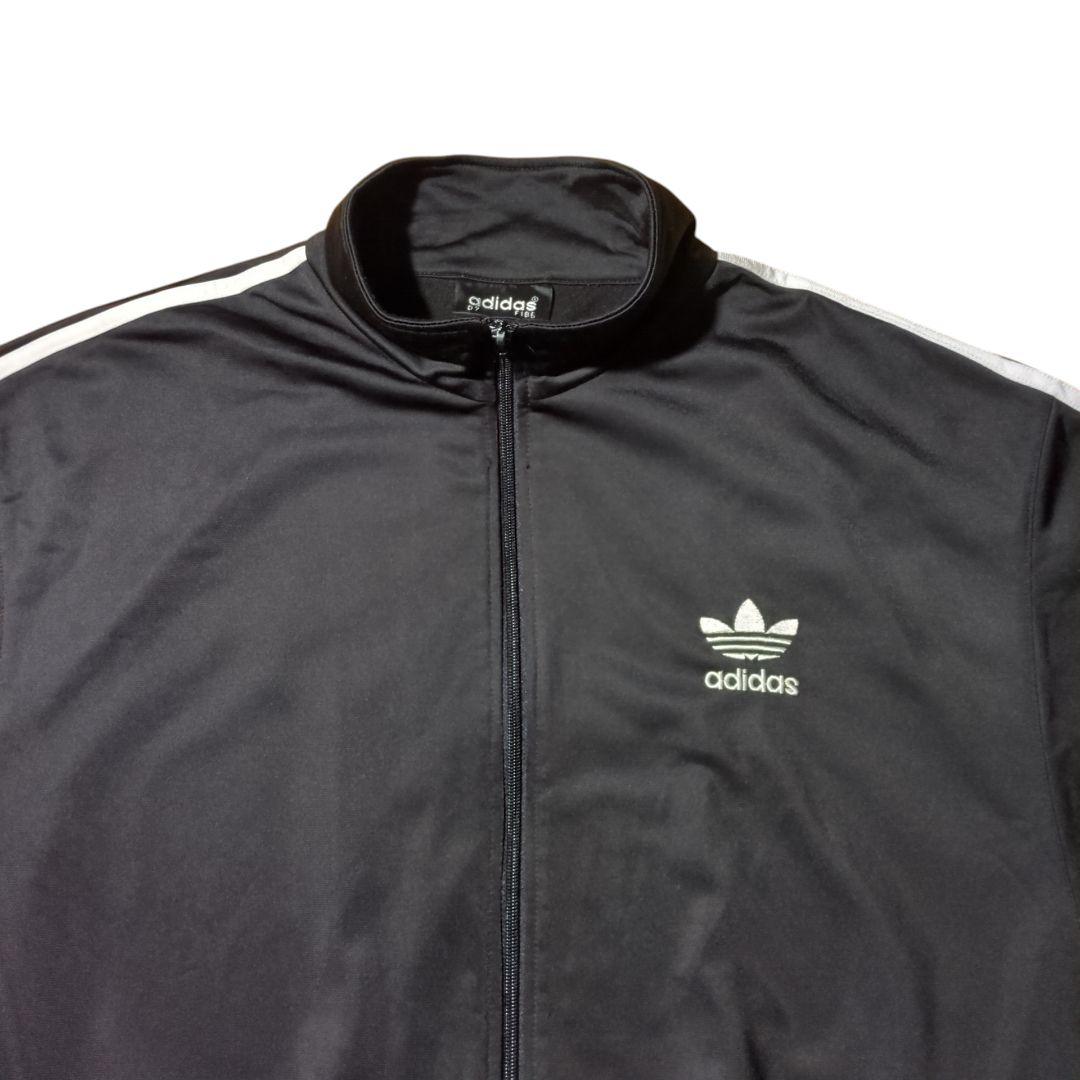 90s adidas トラックジャケット トレフォイル 万国旗タグ ブラック L