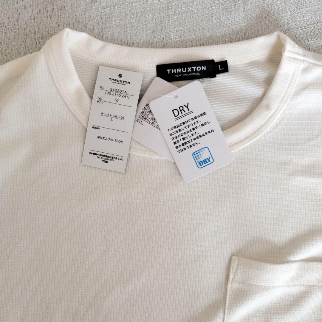 ホワイト 半袖Tシャツ 新品タグ付き THRUXTON ポケット付きTシャツ L ホワイト 半袖 タグ付き未使用