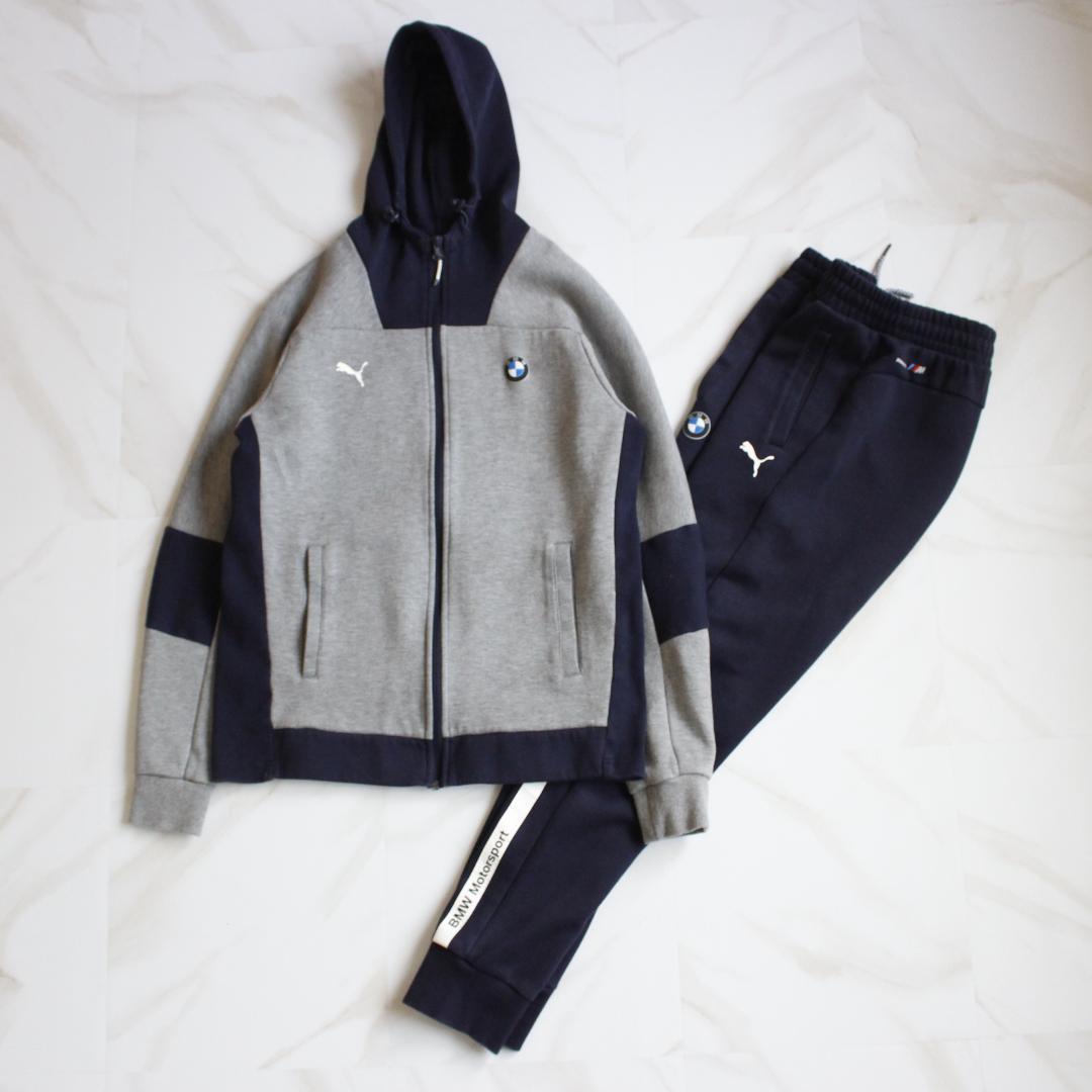 PUMA BMW セットアップジャージ Sサイズ ロゴ刺繡 グレー