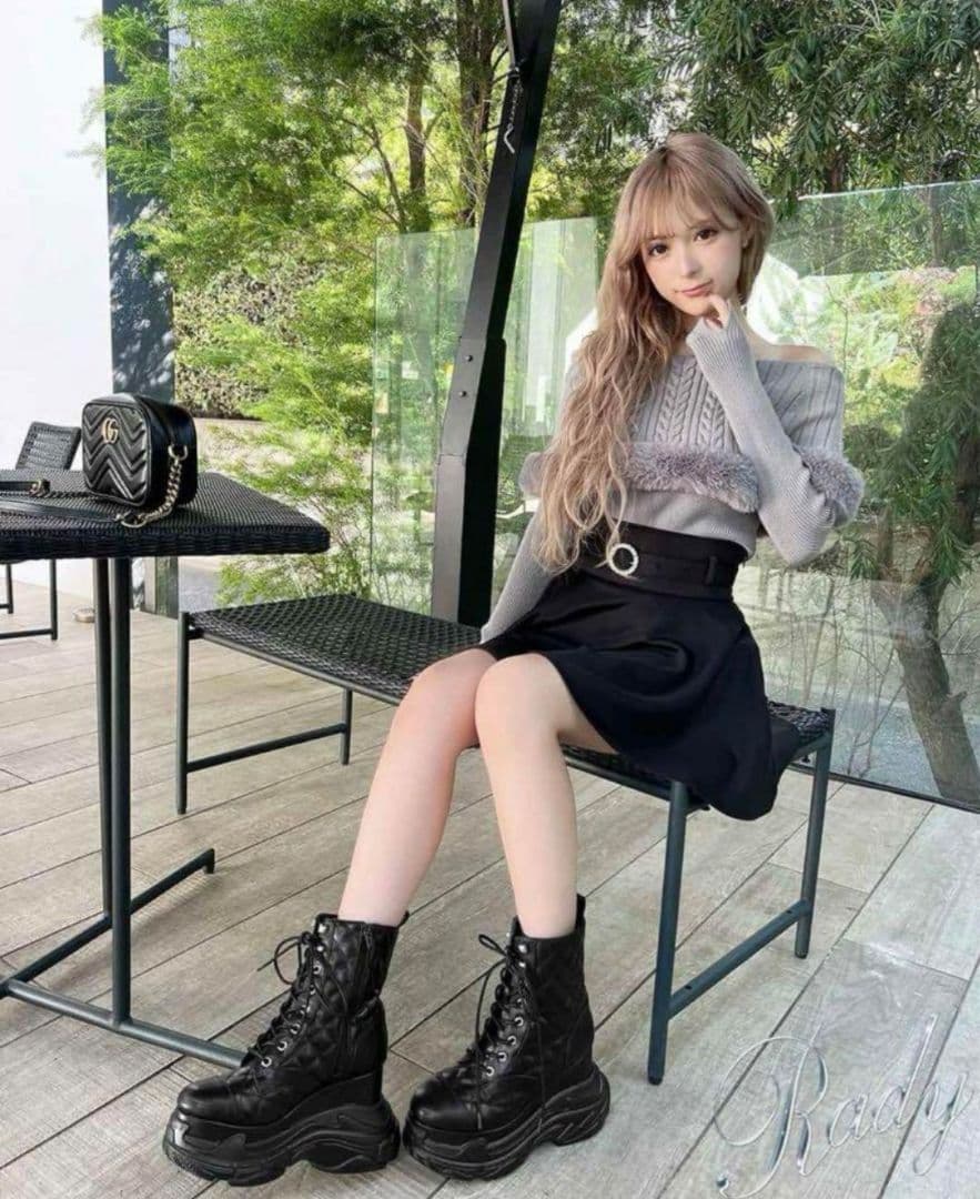 美品☆Rady♥︎厚底キルティングレースアップショートブーツ 美品☆Rady♥︎厚底キルティングレースアップショートブーツ