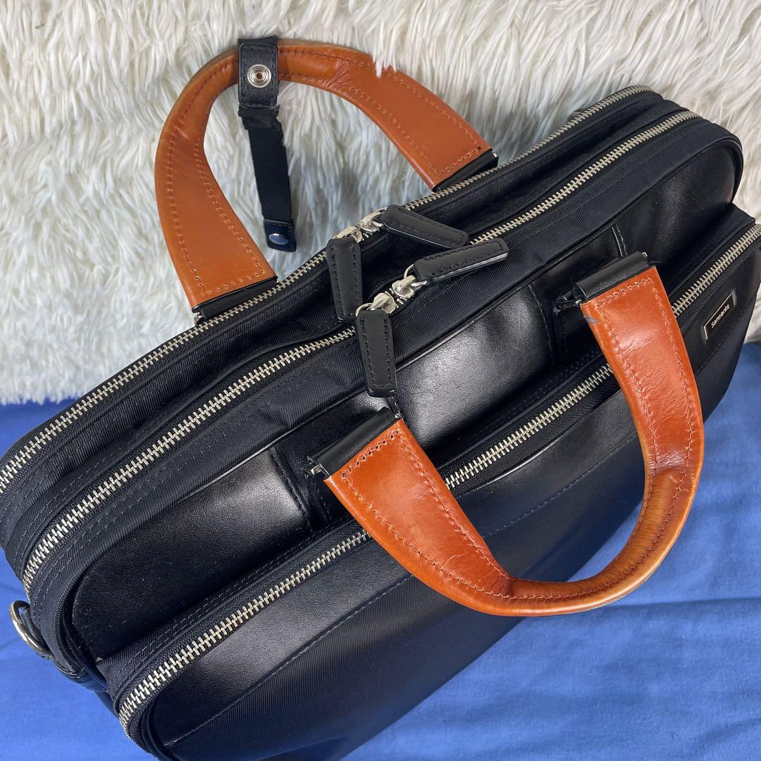 【美品】サムソナイト ビジネスバッグ 3way リュック ショルダー 2室 黒
