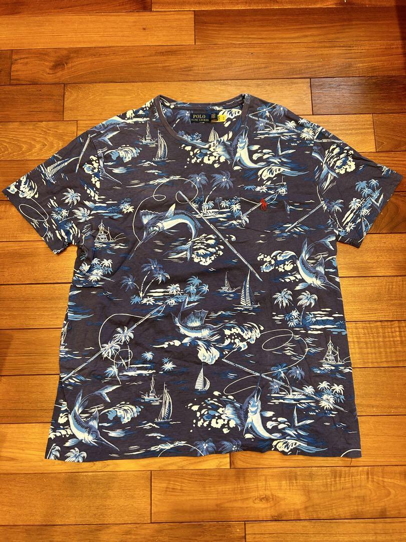 希少デザイン ラルフローレン 総柄 XL Tシャツ シングルステッチ