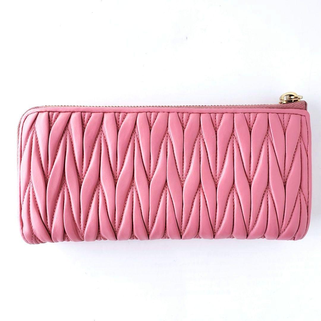 miu miu 長財布 マテラッセ L字ラウンドファスナー ピンク