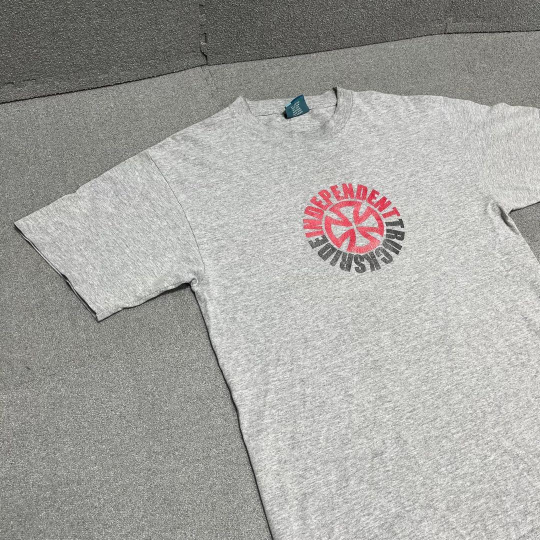 839 杢グレーINDEPENDENTクラッキークロスロゴY2K袖プリ