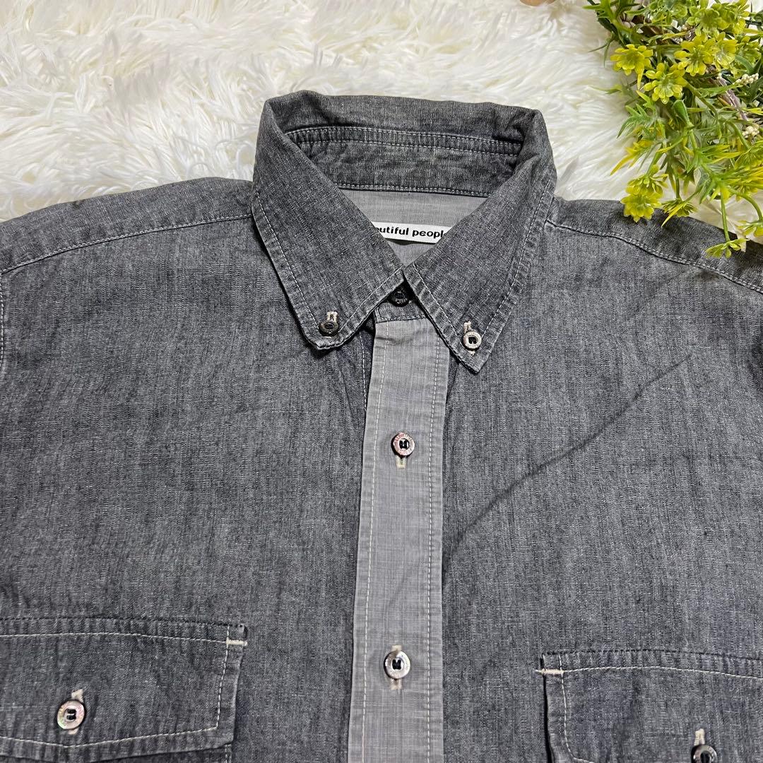 【ビューティフルピープル】日本製 シャンブレーシャツ36 コットンリネン グレー mdprevattcaulkingandwaterproofing.com