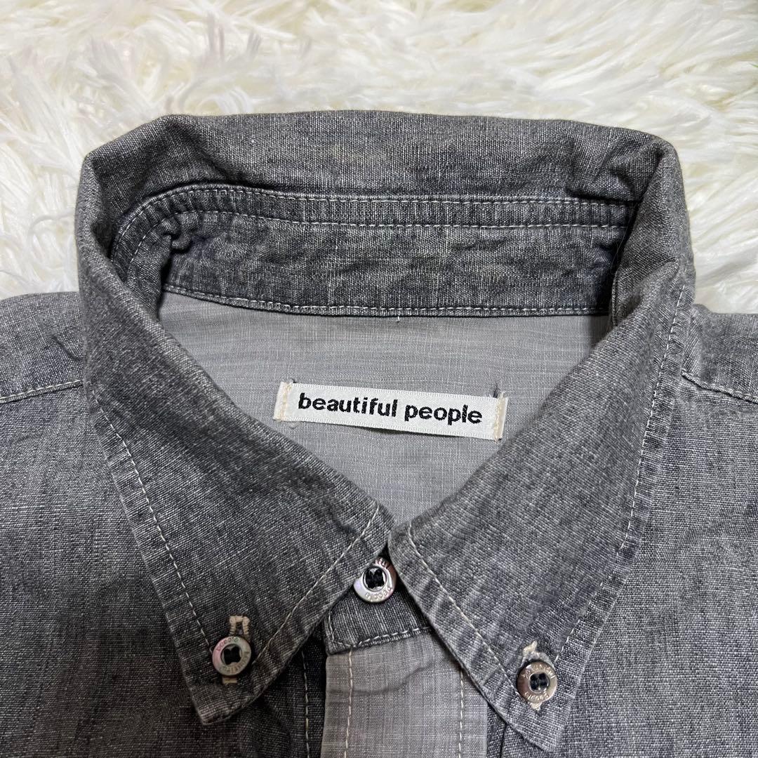 【ビューティフルピープル】日本製 シャンブレーシャツ36 コットンリネン グレー mdprevattcaulkingandwaterproofing.com