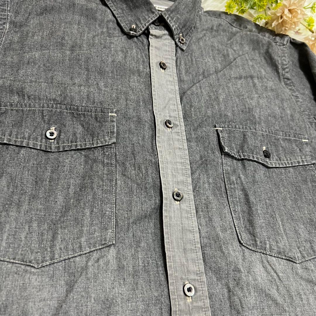 【ビューティフルピープル】日本製 シャンブレーシャツ36 コットンリネン グレー mdprevattcaulkingandwaterproofing.com