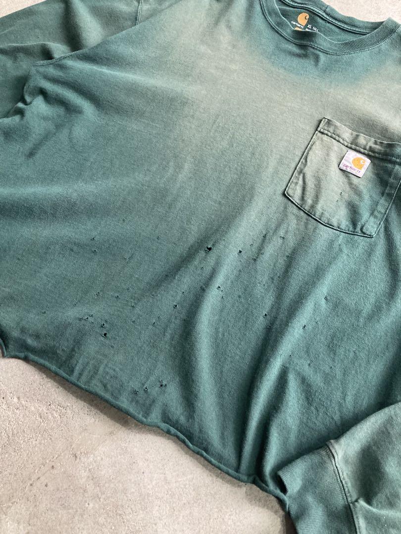 00s Carhartt ロンT フェード ボロ 短丈 グランジ vintage