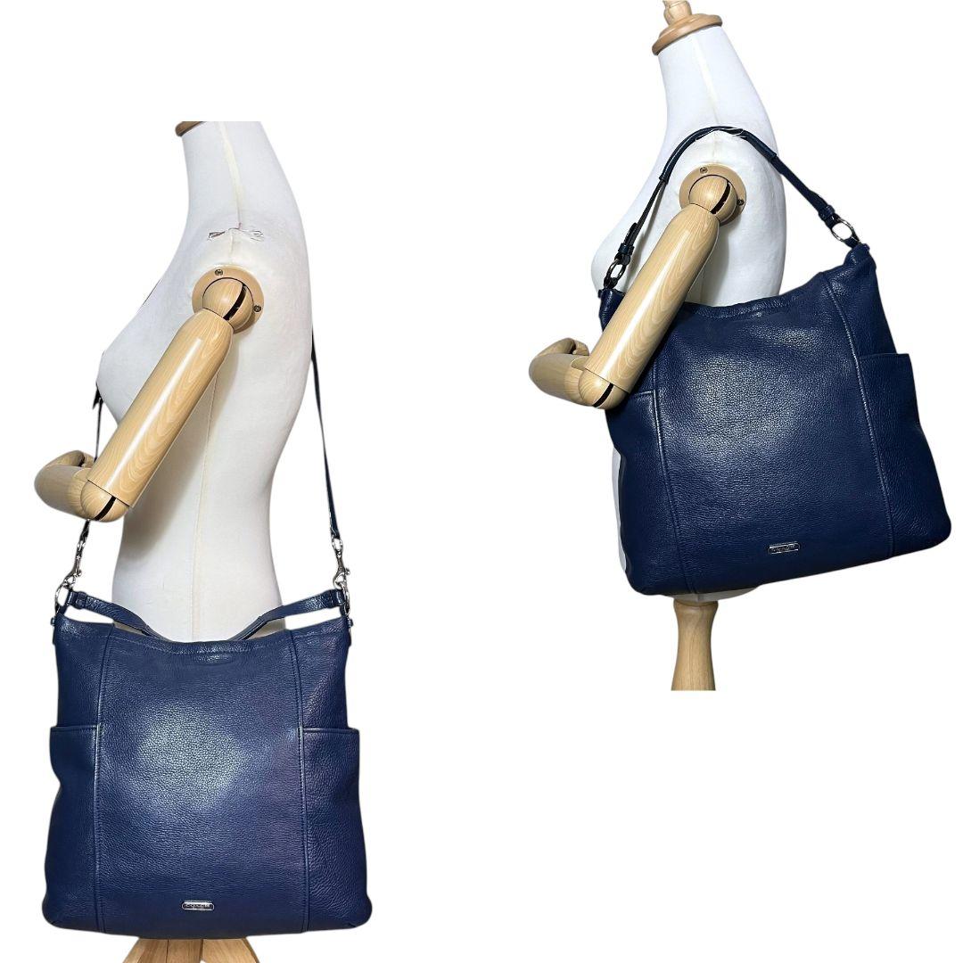 Coach 2way A4 Shoulder Bag Leather Navy Coach 2way A4 Shoulder Bag Leather Navy