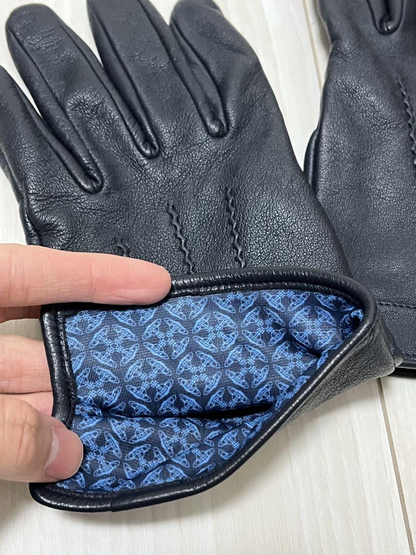 vivian westwood 黒 レザー 手袋 スナップボタン付き