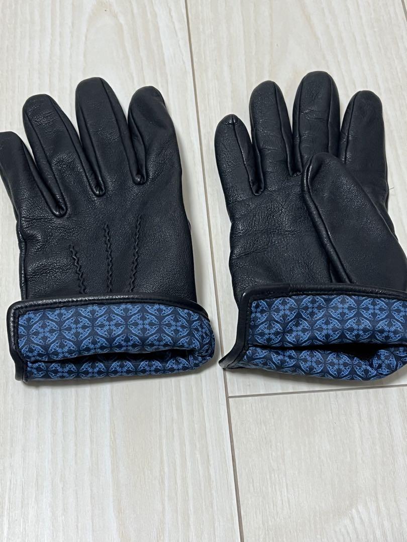 vivian westwood 黒 レザー 手袋 スナップボタン付き