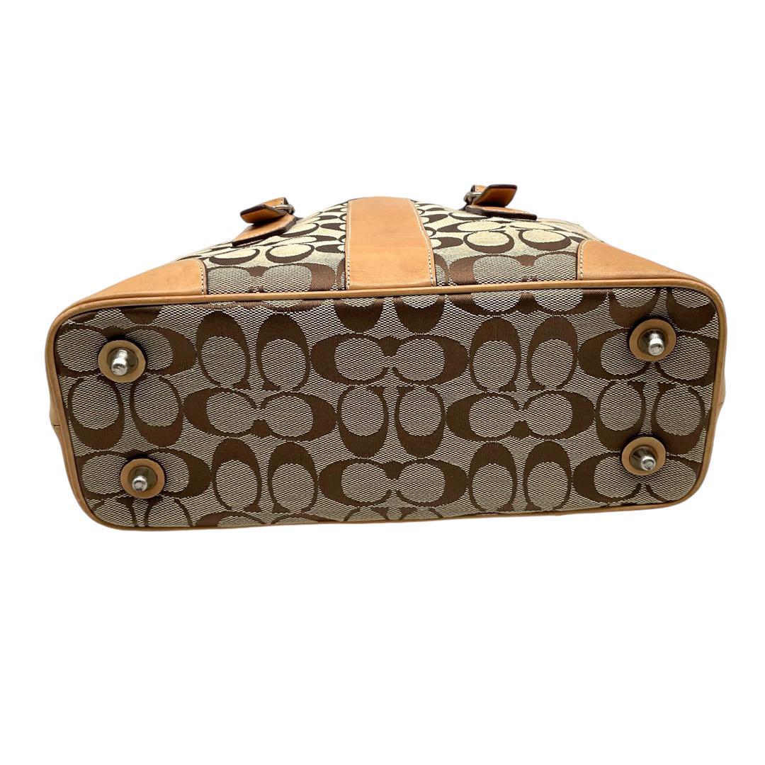 【美品】コーチ　ブルック　キャリーオール　トートバッグ　シグネチャー　ブラウン 美品 COACH コーチ トートバッグ キャリーオール シグネチャー