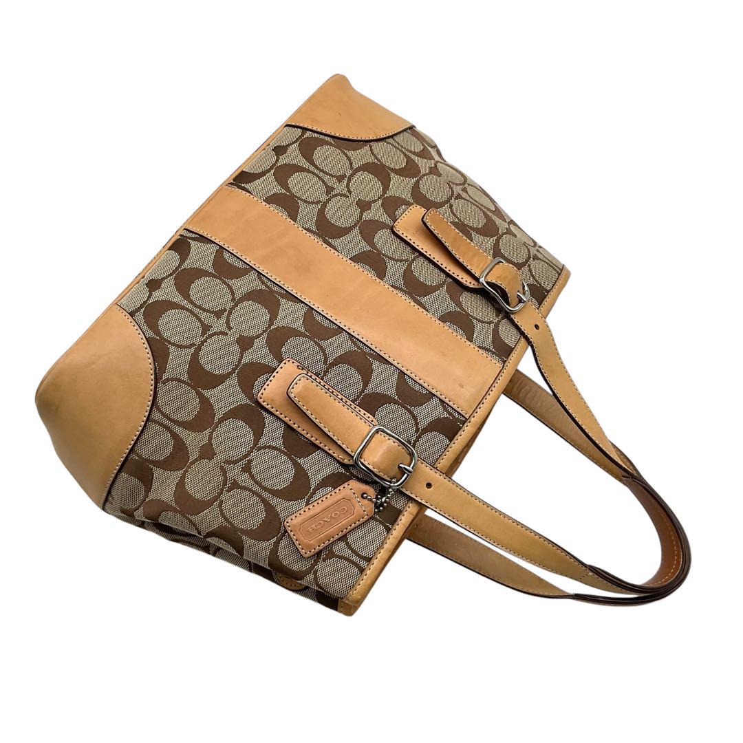 【美品】コーチ　ブルック　キャリーオール　トートバッグ　シグネチャー　ブラウン 美品 COACH コーチ トートバッグ キャリーオール シグネチャー