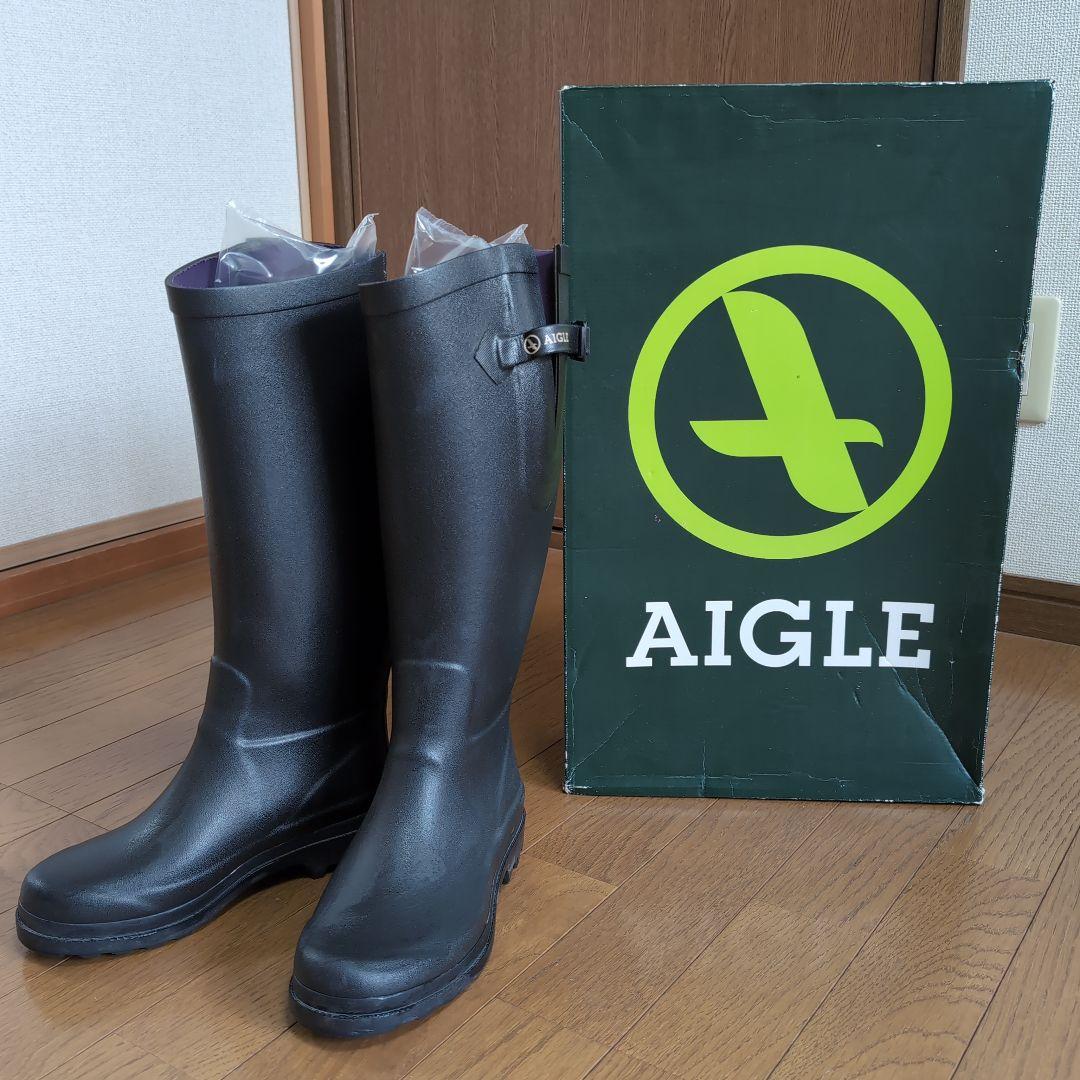 AIGLE AIGLENTINE 23cm 長靴 ブラック×パープル
