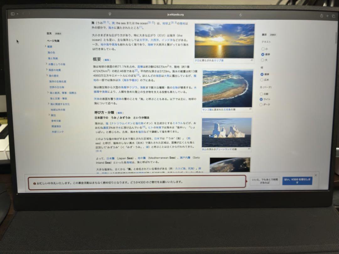 モバイルモニター　17.3インチ