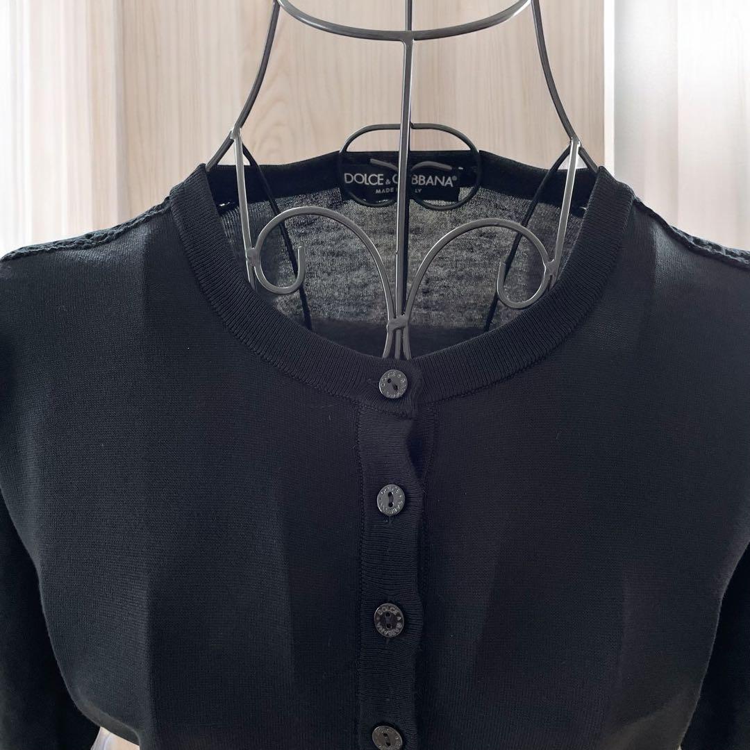 DOLCE&GABBANA カーディガン　シルク100% 黒 46 ドルガバ