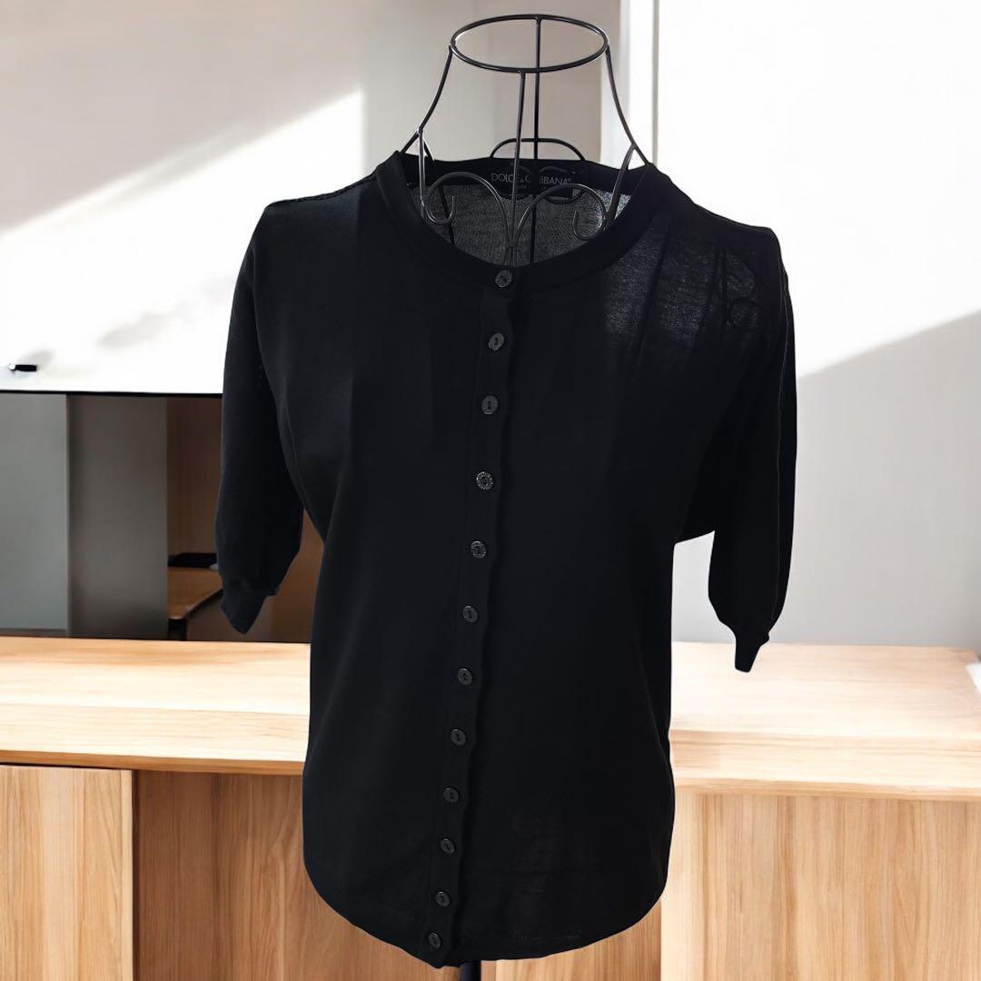DOLCE&GABBANA カーディガン　シルク100% 黒 46 ドルガバ