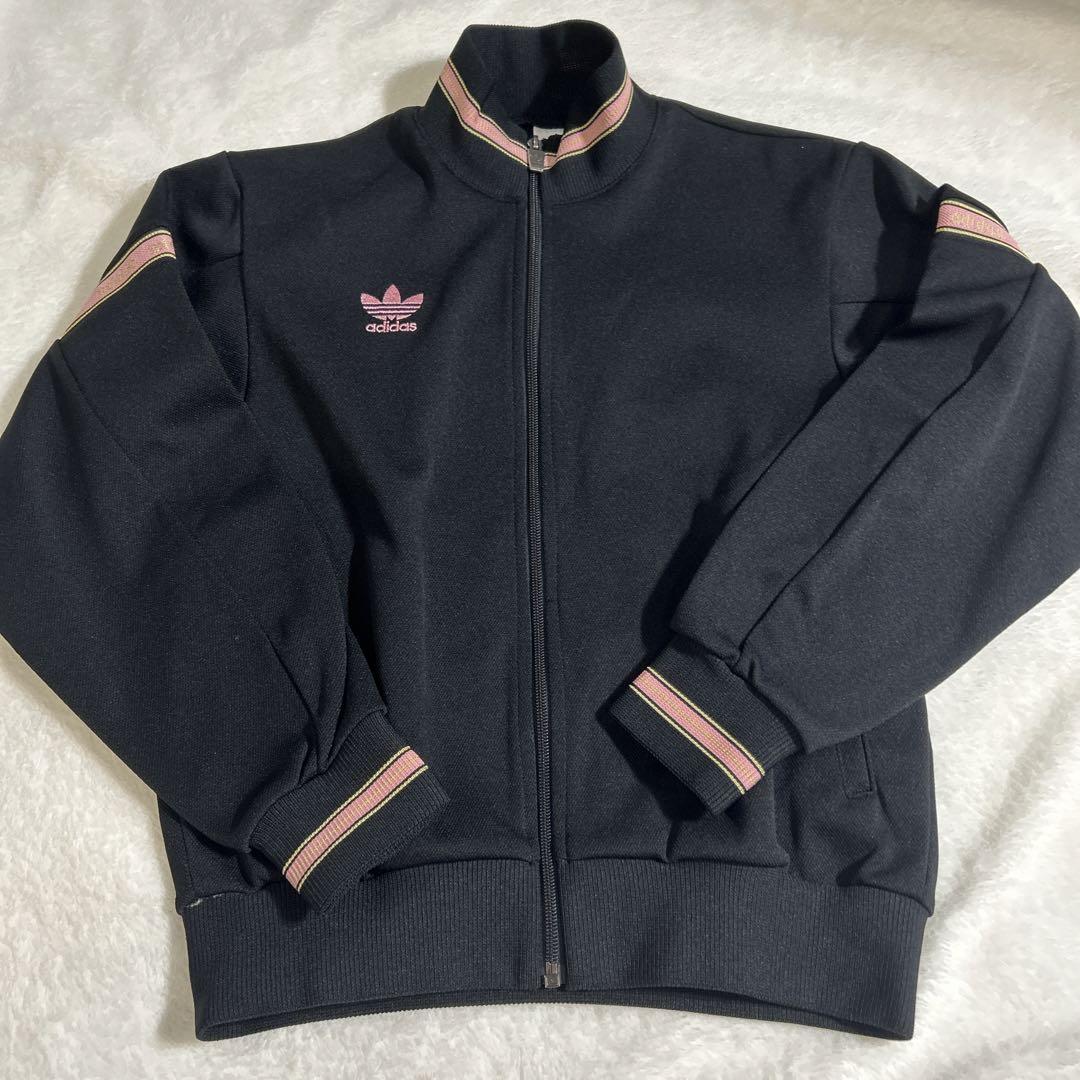 レア✨アディダス トラックジャケット デサント製 80s 黒 ピンク