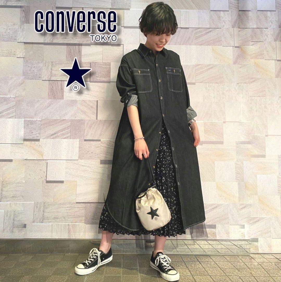 【極美品】2022AW CONVERSE TOKYO デニムワンピース 黒