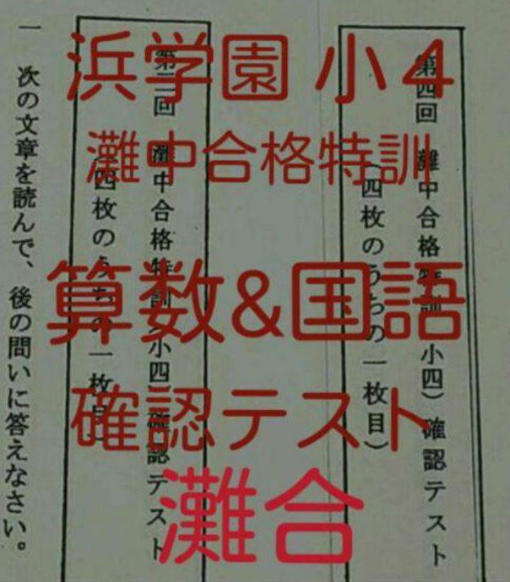 浜学園 小4 灘中合格特訓 算数&国語 確認テスト 1年分 灘合