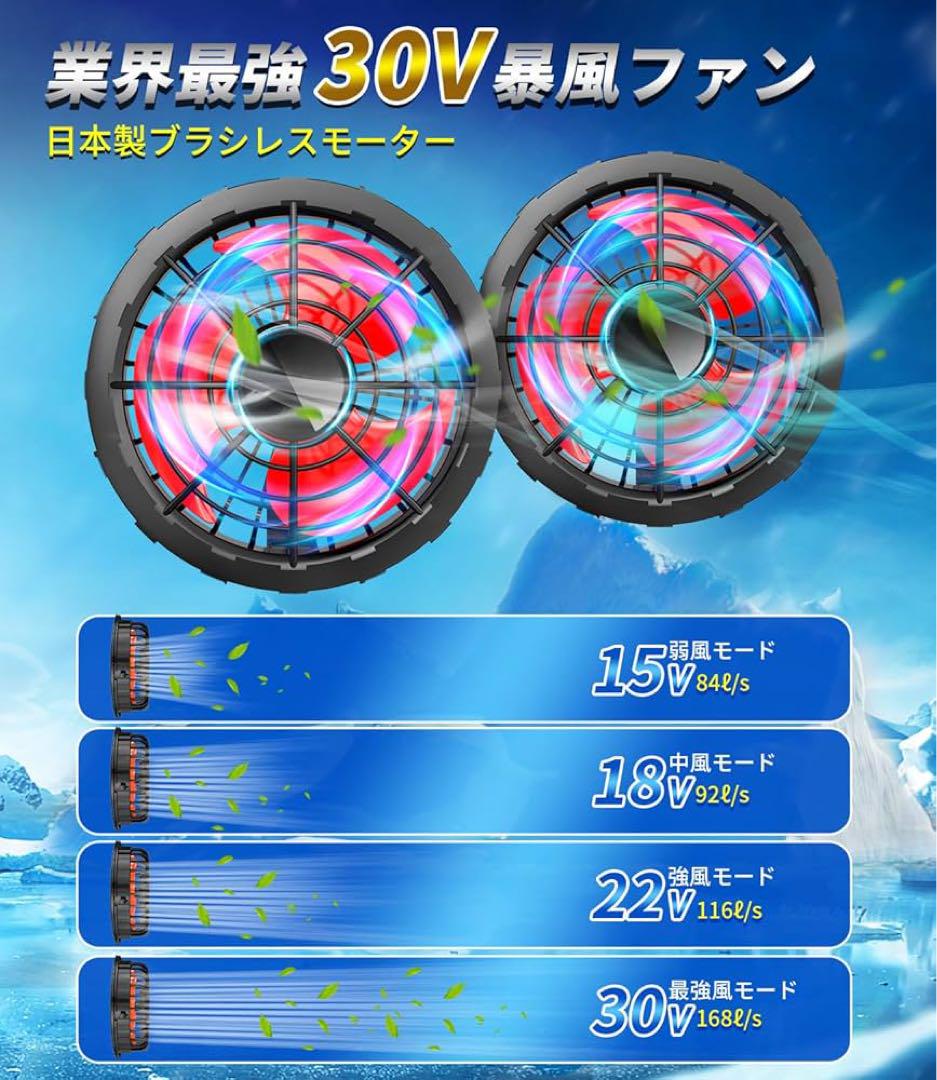 ファンバッテリーセット 空調作業服用【30V超高出力＆40000大容量】