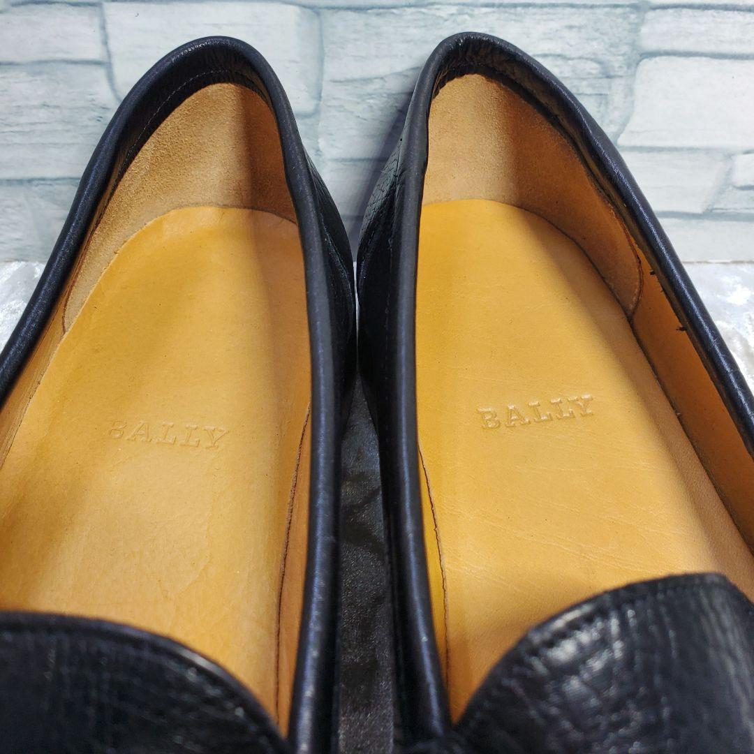 【美品】✨BALLY バリー 24.5cm ローファー 黒 シボレザー 38.5