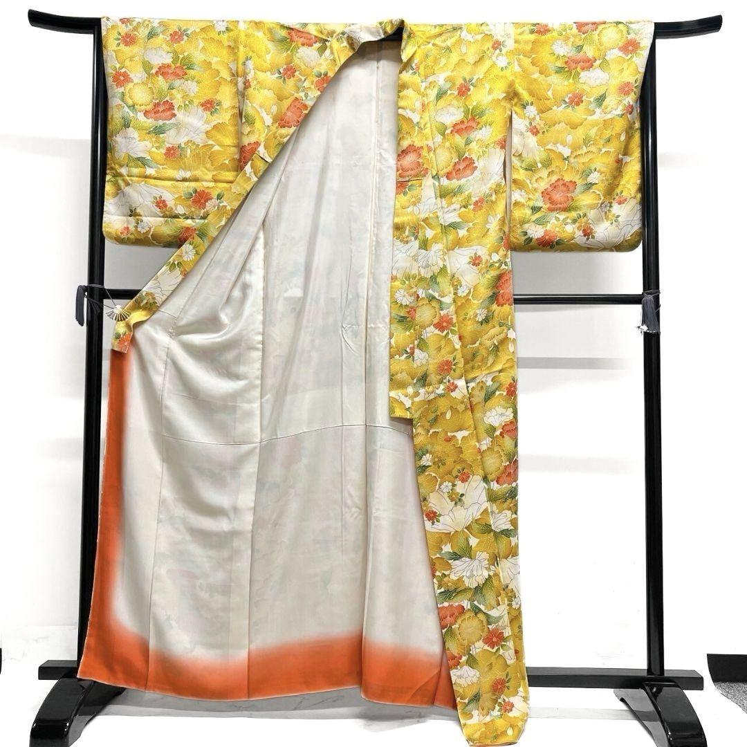 訳あり・アウトレット特集 牡丹 菊花 花模様 小紋 着物 041a p 着物・浴衣