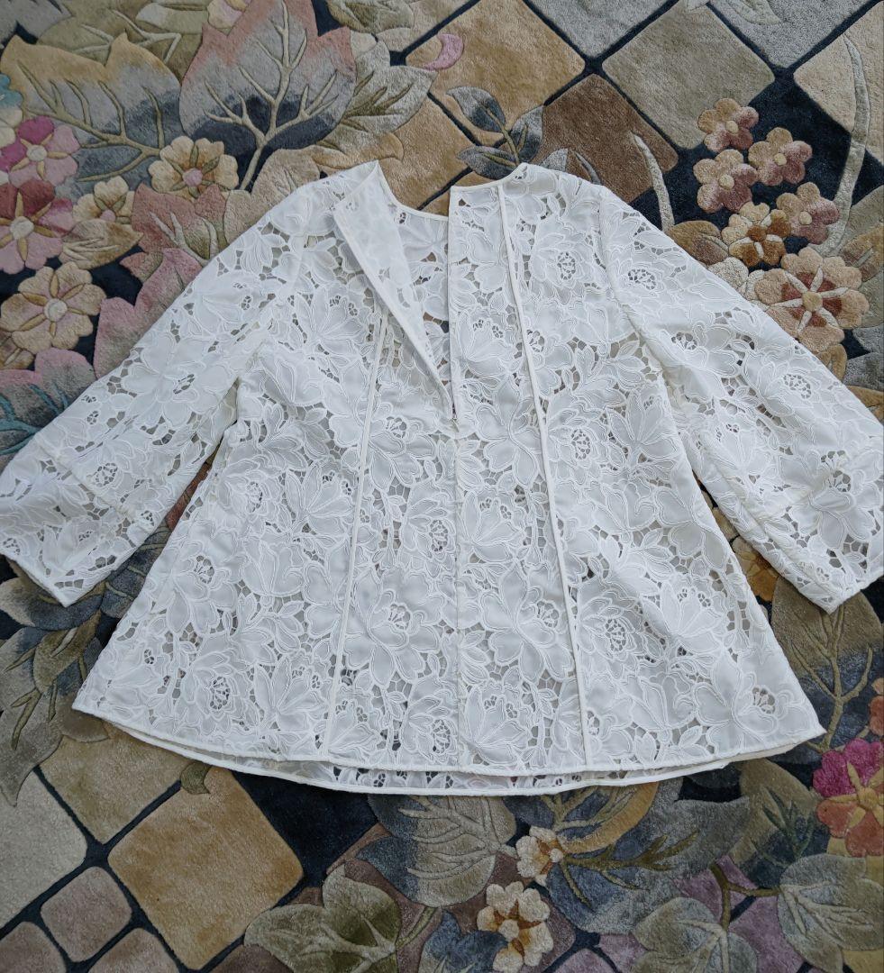 ANAYI アナイ　フラワー　刺繍　フレアブラウス　チュニック　今季　現行品　白