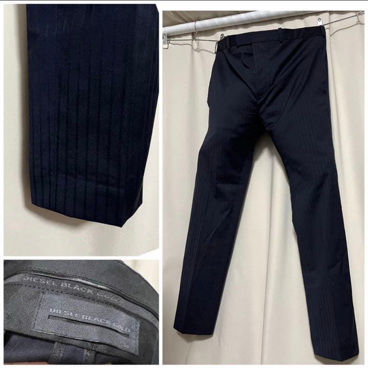 一部予約 DIESEL BLACK GOLD ストライプスラックスパンツ 48 Lサイズ