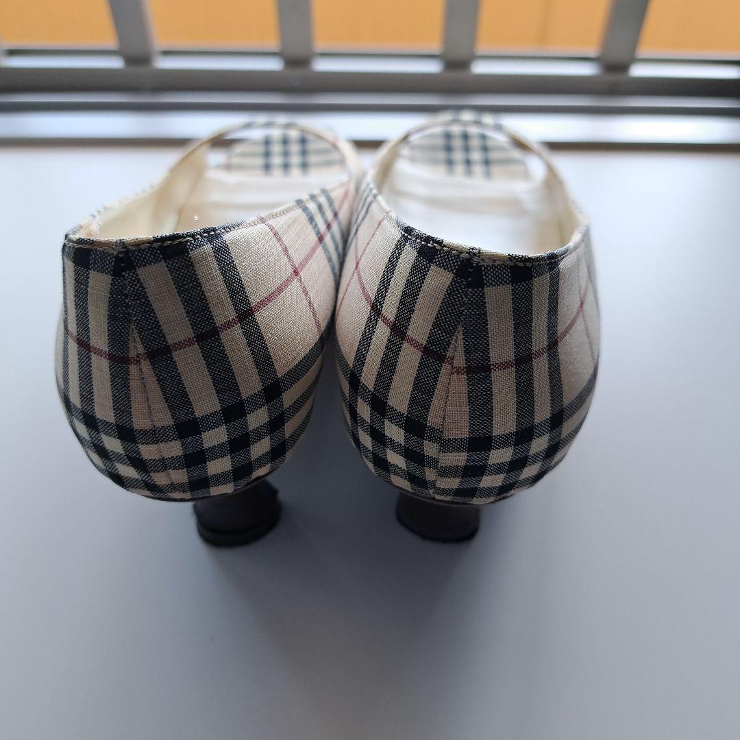 Burberry チェック柄 オープントゥシューズ