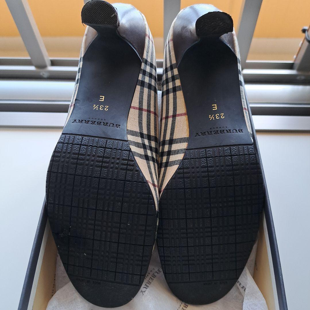 Burberry チェック柄 オープントゥシューズ