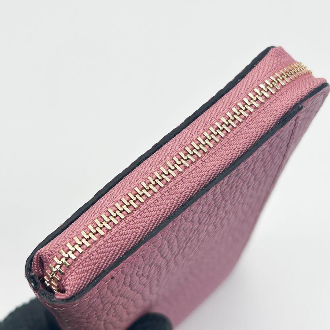 【新品】 PELLE BORSA ラウンドジップ 長財布 ピンク ロゴ レザー
