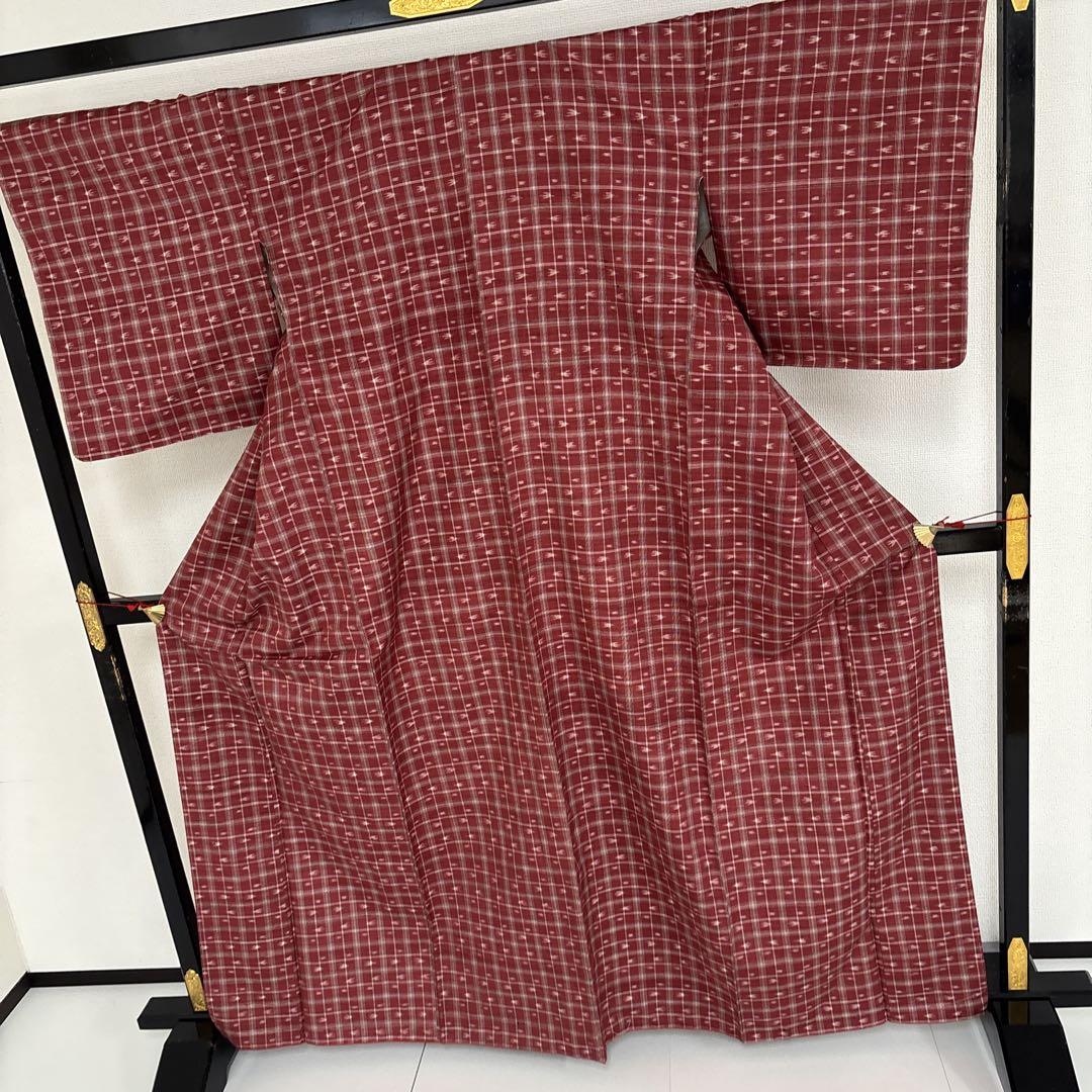 裄66 縞模様 落ち着いた色味 お洒落 紬 正絹AK-5568 裄66 縞模様 落ち着いた色味 お洒落 紬 正絹AK-5568